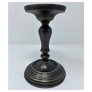 Restoration Hardware Durable Metal Brushed Brass Finish Candle‎ Holder 6" Tall